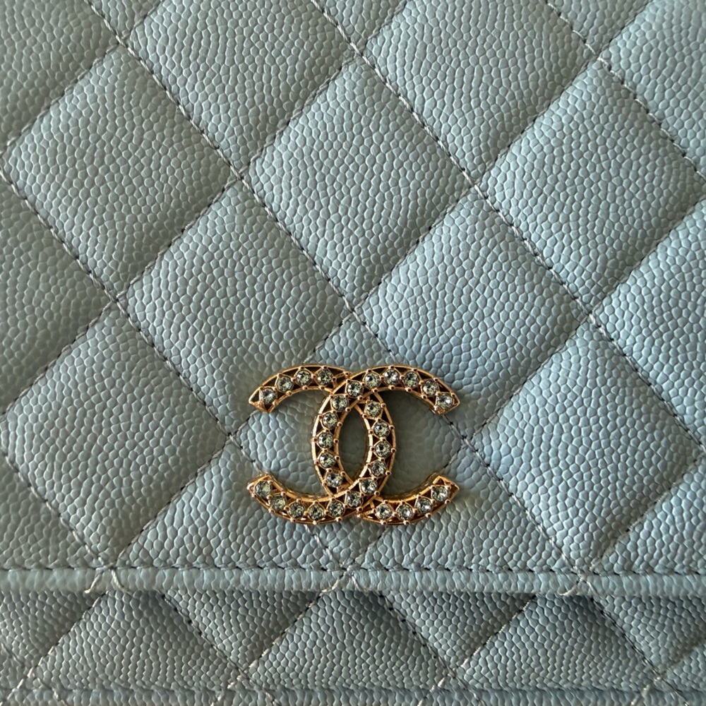 CHANEL Quilted Crossbody Bag in Light Blue - Picture 2 of 6